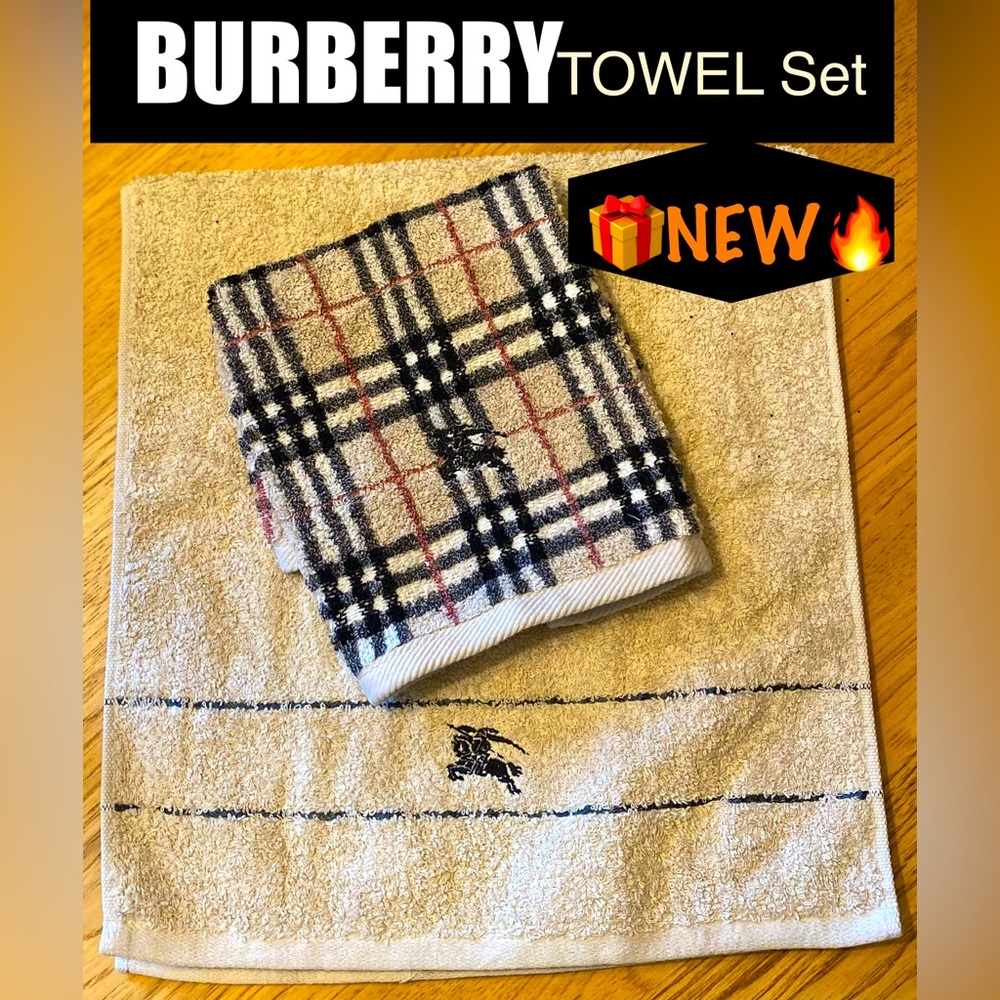 NEW🔥 BURBERRY NOVA CHECK 🐎 Cotton Hand Towel SET🎁💯% Cotton/Camel🔥NWT🎁 - Picture 1 of 16